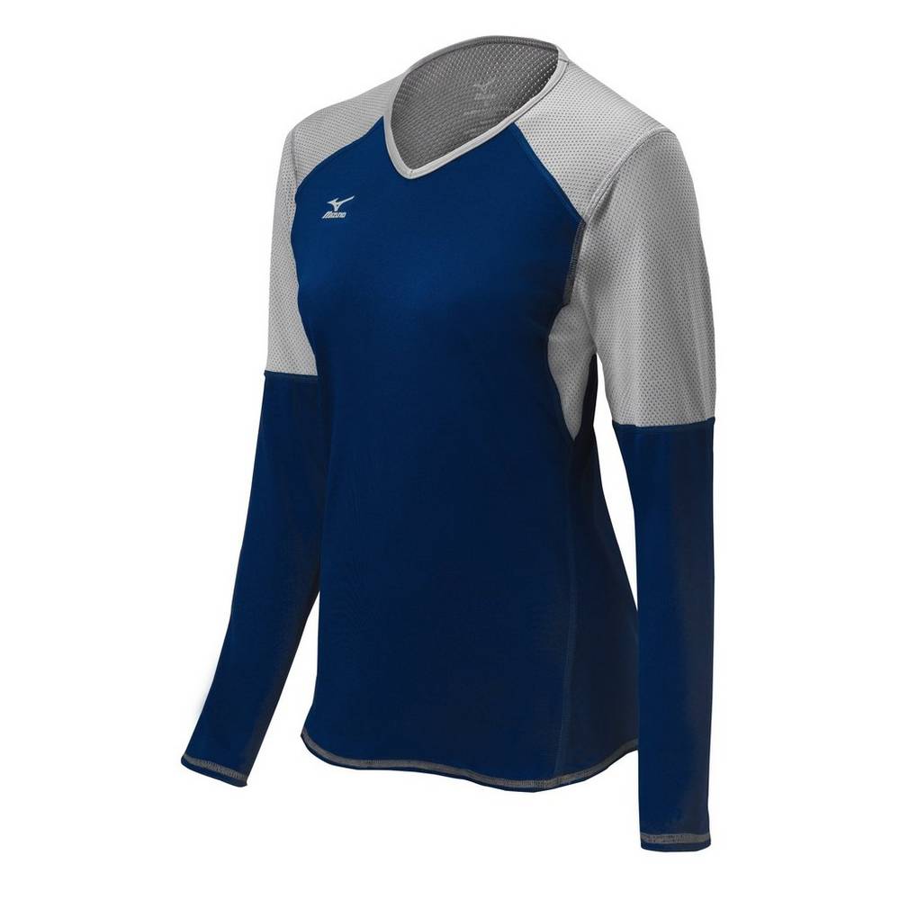 Mizuno Techno VI Long Sleeve Női Mezek Sötétkék/Titán KYR153964